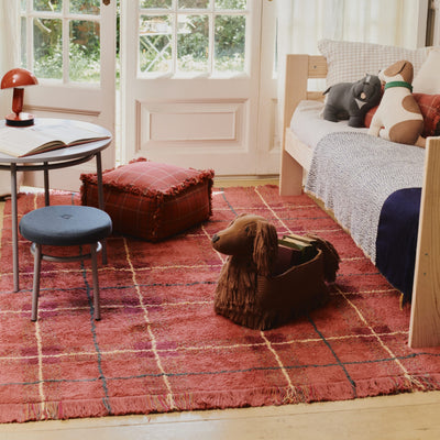 Waschbarer Baumwollteppich "Tartan Vintage Red" 140x190cm