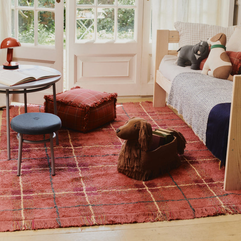 Waschbarer Baumwollteppich "Tartan Vintage Red" 140x190cm