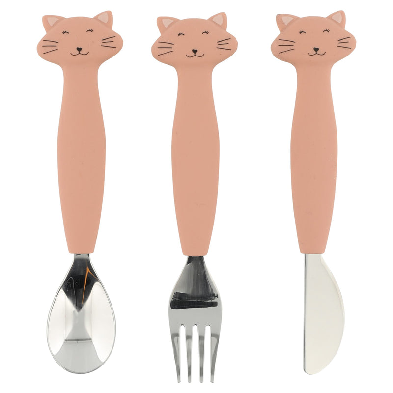 Kinderbesteck Set aus Silikon “Mrs. Cat“ 3-teilig