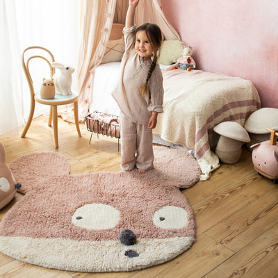 Waschbarer Wollteppich “Miss Mighty Mouse” 100 x 120 cm