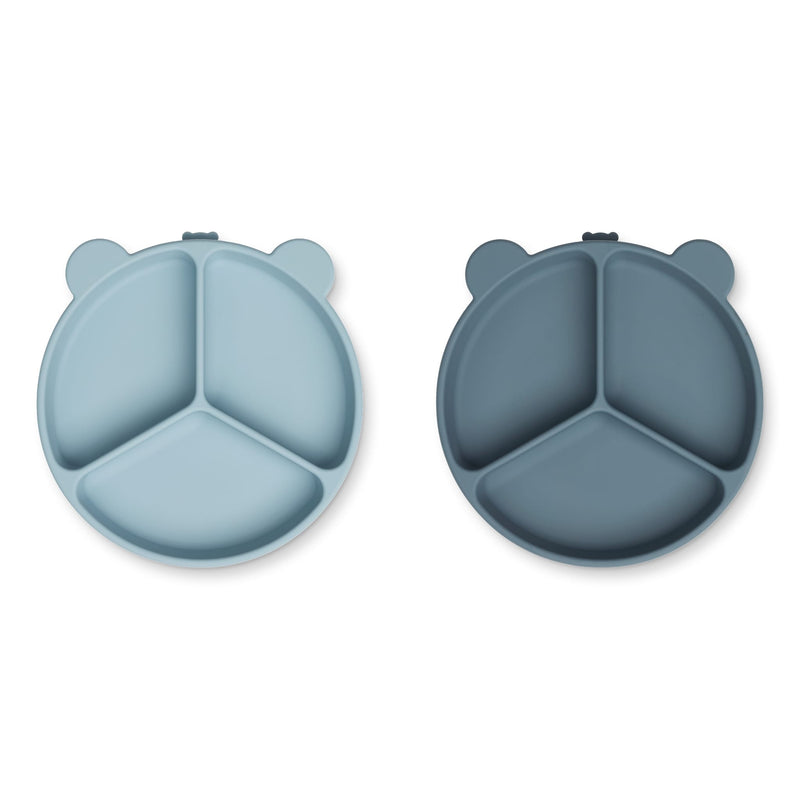 Trennteller für Kinder "Stacy Sea Blue / Whale Blue" 2er Pack