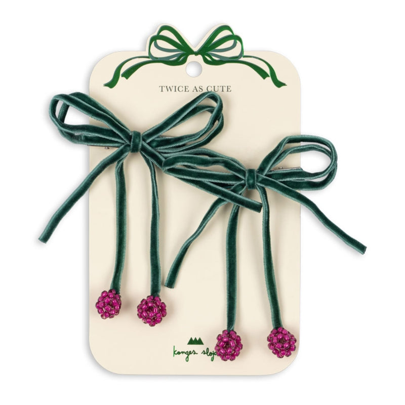 Haarspangen mit Glasperlen-Kirschen 2er Pack