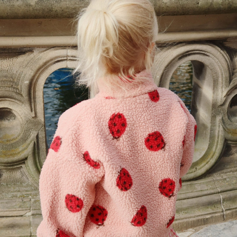 Teddy-Kinderjacke “Jody Ladybug Pink"