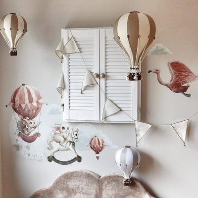 Heißluftballon “Beige / Weiß“ L