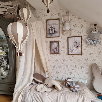 Heißluftballon “Beige / Weiß“ L