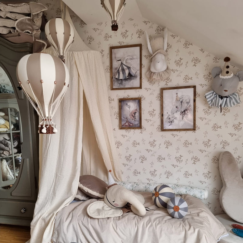 Heißluftballon “Beige / Weiß“ L