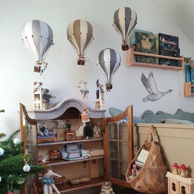 Heißluftballon “Beige / Weiß“ L