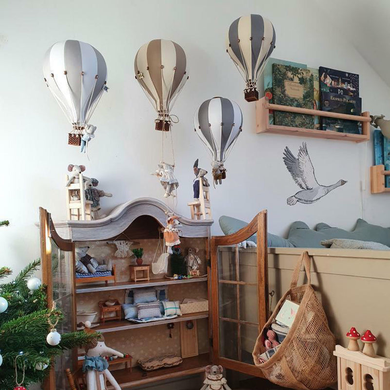 Heißluftballon “Beige / Weiß“ L