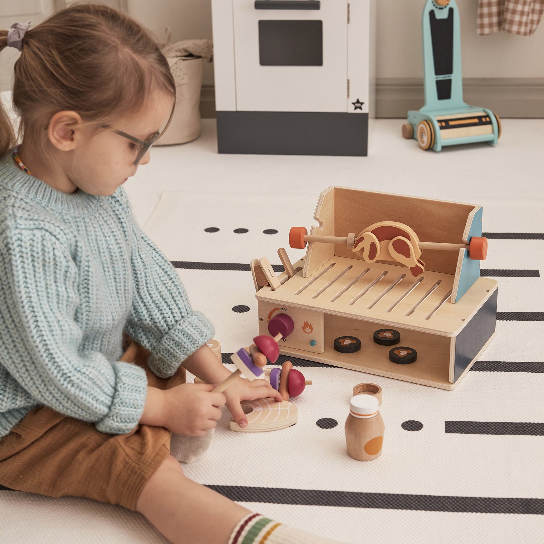 kinder spielzeug küche Spielzeug Tischgrill-Set “Kid´s Hub” aus Holz & Fyoldi