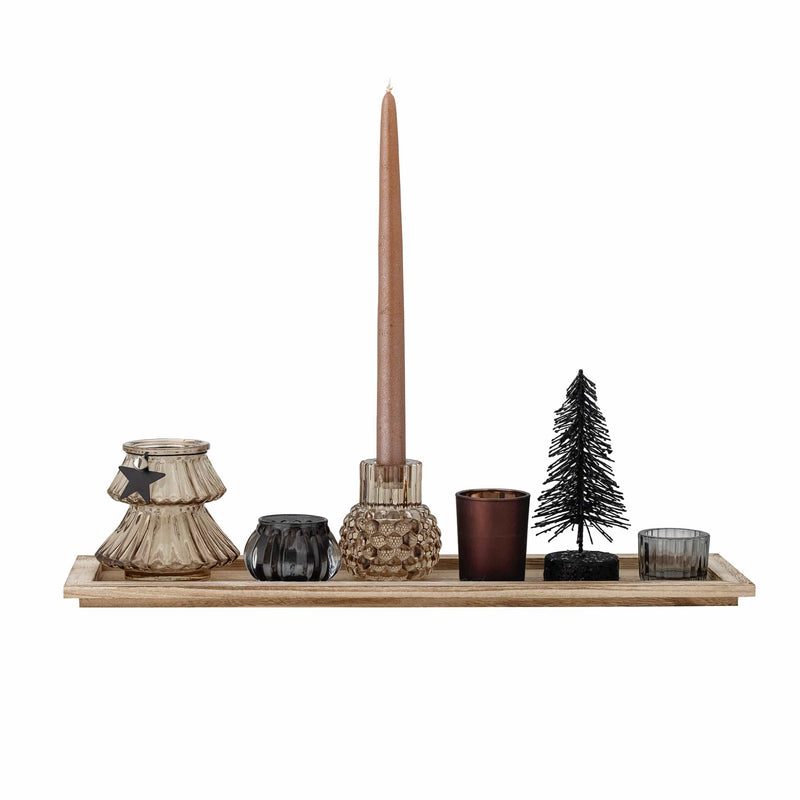 Weihnachtstablett mit Teelichthaltern “Sanga Brown” 7er Pack