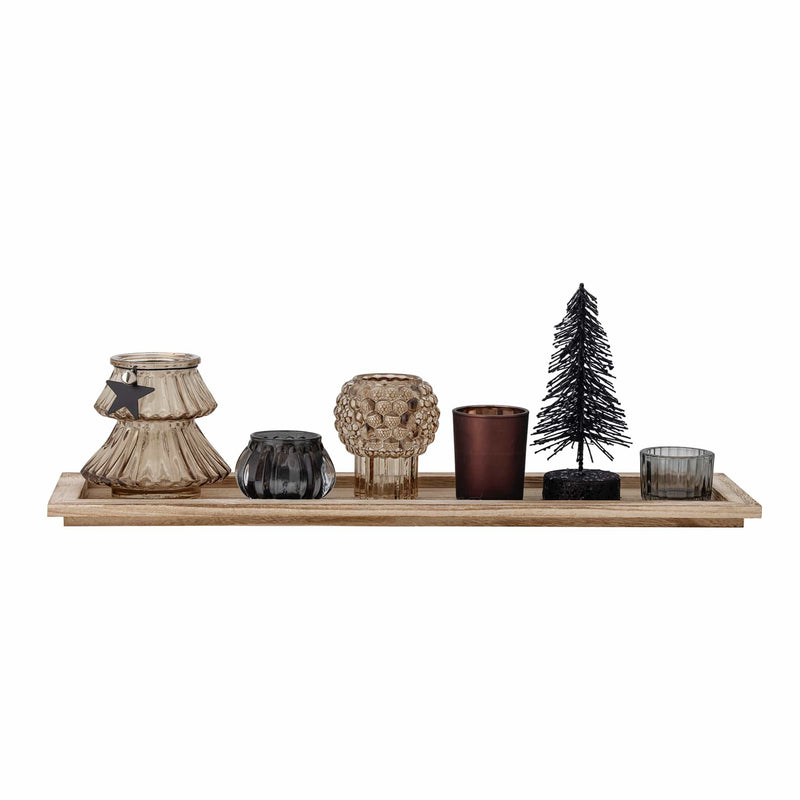 Weihnachtstablett mit Teelichthaltern “Sanga Brown” 7er Pack