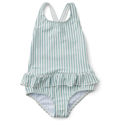 Badeanzug für Kinder "Amara Y/D Stripe: Sea Blue / White"
