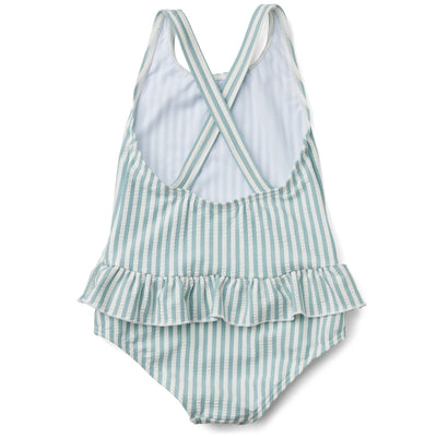 Badeanzug für Kinder "Amara Y/D Stripe: Sea Blue / White"