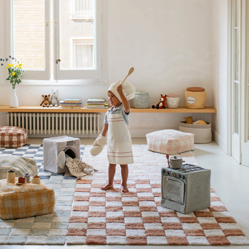 Waschbarer Kinderteppich aus Baumwolle “Kitchen Tiles Toffee” 120 x 160 cm