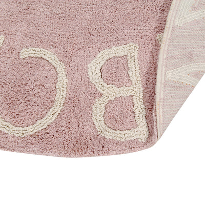 Waschbarer Baumwollteppich rund “ABC Vintage Nude-Natural” 150 cm