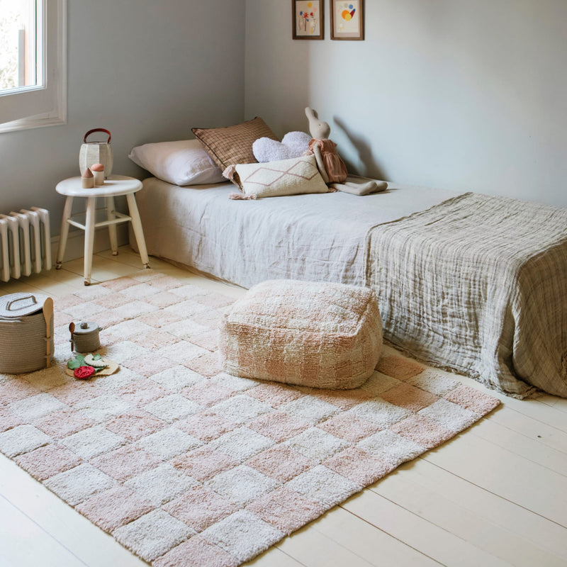 Waschbarer Kinderteppich aus Baumwolle “Kitchen Tiles Rose” 120 x 160 cm