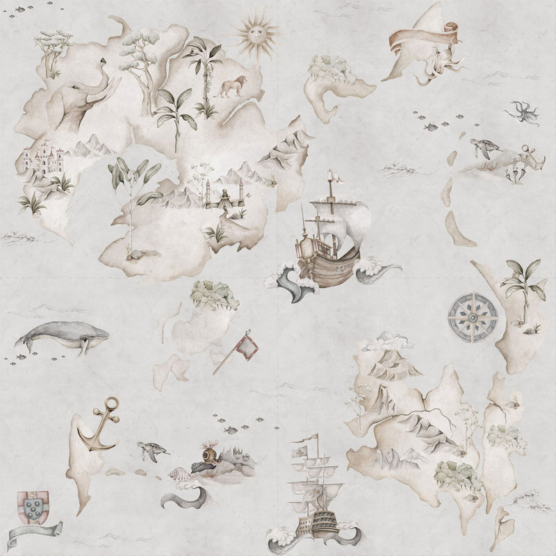 Kindertapete “Map Stories From The Sea Color” 280 x 100 cm