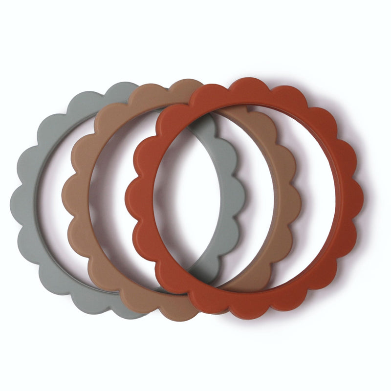 Beißring & Armband “Cambridge Blue / Clementine / Natural” 3er Pack