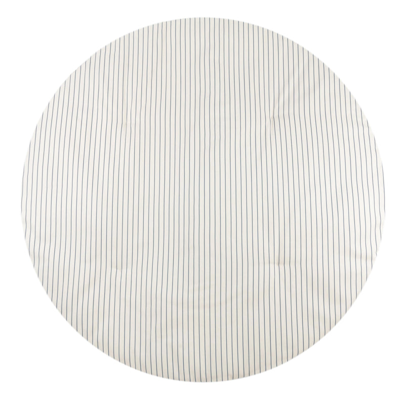 Runde Spielmatte “Fluffy - Blue Thin Stripes Natural”