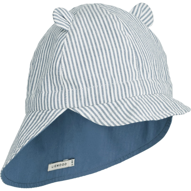 Baby-Sonnenhut "Gorm Y/D stripe: Blue wave/Creme de la Creme"