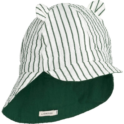 Baby-Sonnenhut "Gorm Y/D stripe: Garden green / Creme de la creme"