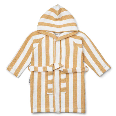 Kinderbademantel “Gray Stripe White / Yellow Mellow”