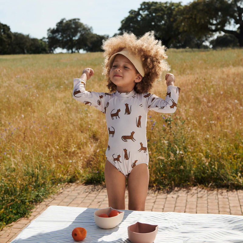 Langarm-Badeanzug für Babys "Maxime Leopard / Sandy"