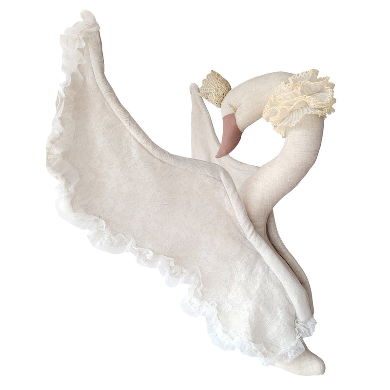 Hängedeko “Linen Swan With Lace Creme”