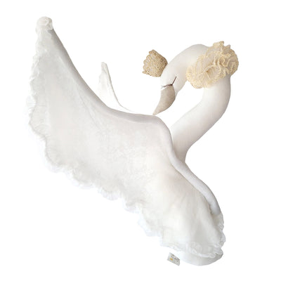 Hängedeko “Linen Swan With Lace Creme”