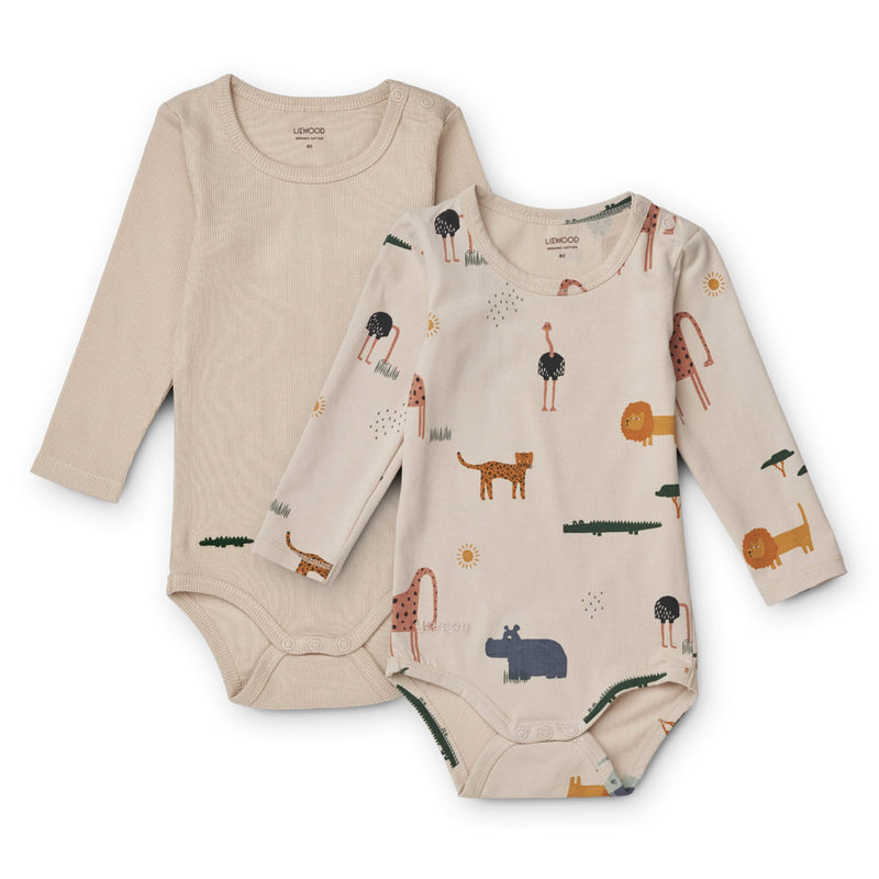 Langarm-Body “Yanni Safari Sandy Mix” 2er Pack