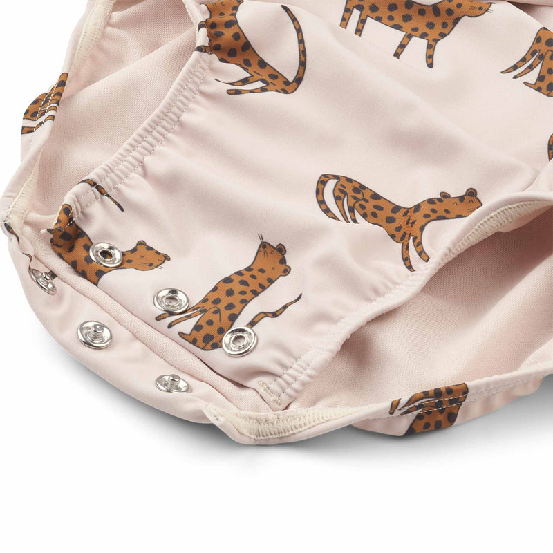 Langarm-Badeanzug für Babys "Maxime Leopard / Sandy"