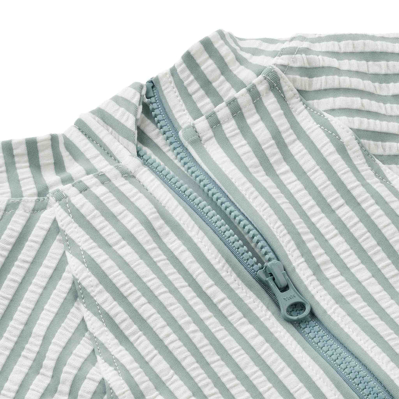 Langarm-Badeanzug für Babys "Maxime Y/D Stripe: Sea Blue / White"