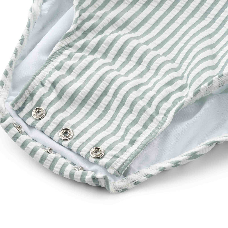 Langarm-Badeanzug für Babys "Maxime Y/D Stripe: Sea Blue / White"