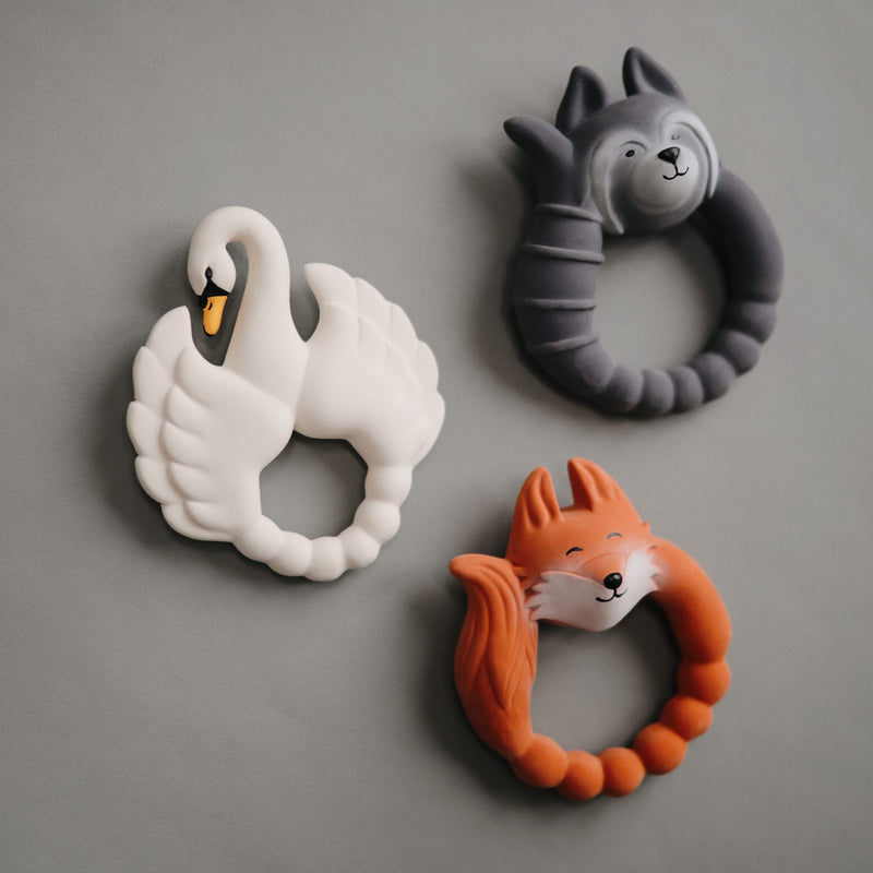Beißring aus Naturkautschuk “Swan Natural White”