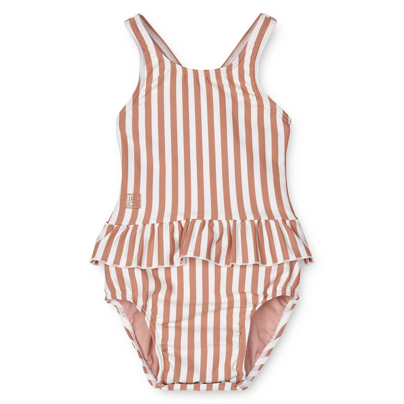 Baby-Badeanzug "Amina Y/D Stripe: Tuscany Rose / Crème de la Creme"