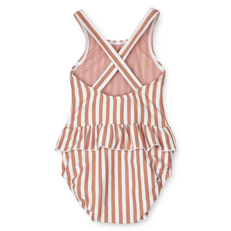 Baby-Badeanzug "Amina Y/D Stripe: Tuscany Rose / Crème de la Creme"