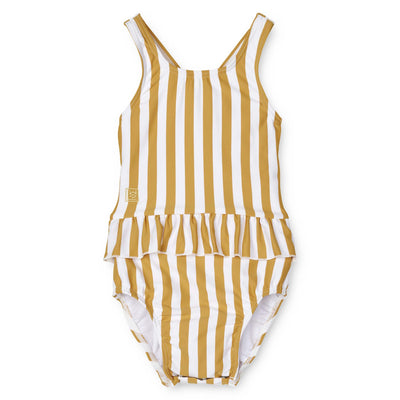 Baby-Badeanzug "Amina Stripe: Yellow Mellow / White"