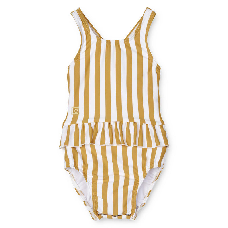 Baby-Badeanzug "Amina Stripe: Yellow Mellow / White"
