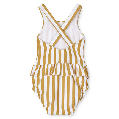 Baby-Badeanzug "Amina Stripe: Yellow Mellow / White"