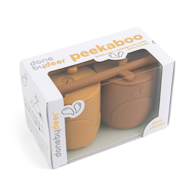 Trinkbecher mit Strohhalm “Peekaboo Wally Mustard” 2er Pack