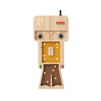 Handgemachte Kinderlampe aus Holz “Robot”