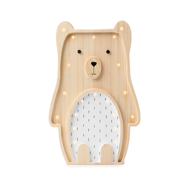 Handgemachte Kinderlampe aus Holz “Teddy Bear - white belly”