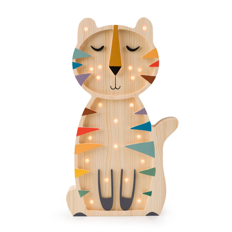 Handgemachte Kinderlampe aus Holz “Tiger - colored”