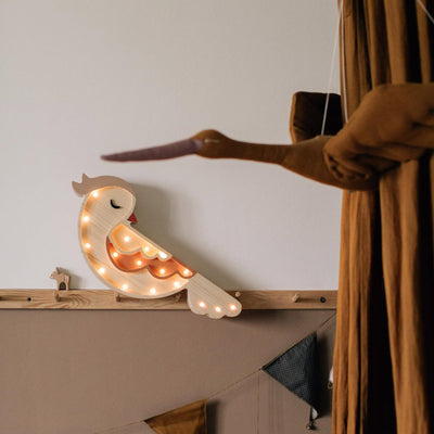 Handgemachte Kinderlampe aus Holz “Little Bird - visible wood”