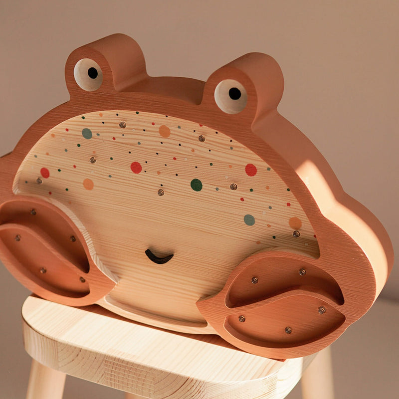 Handgemachte Kinderlampe aus Holz “Crab - visible wood”