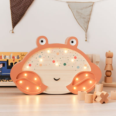 Handgemachte Kinderlampe aus Holz “Crab - visible wood”