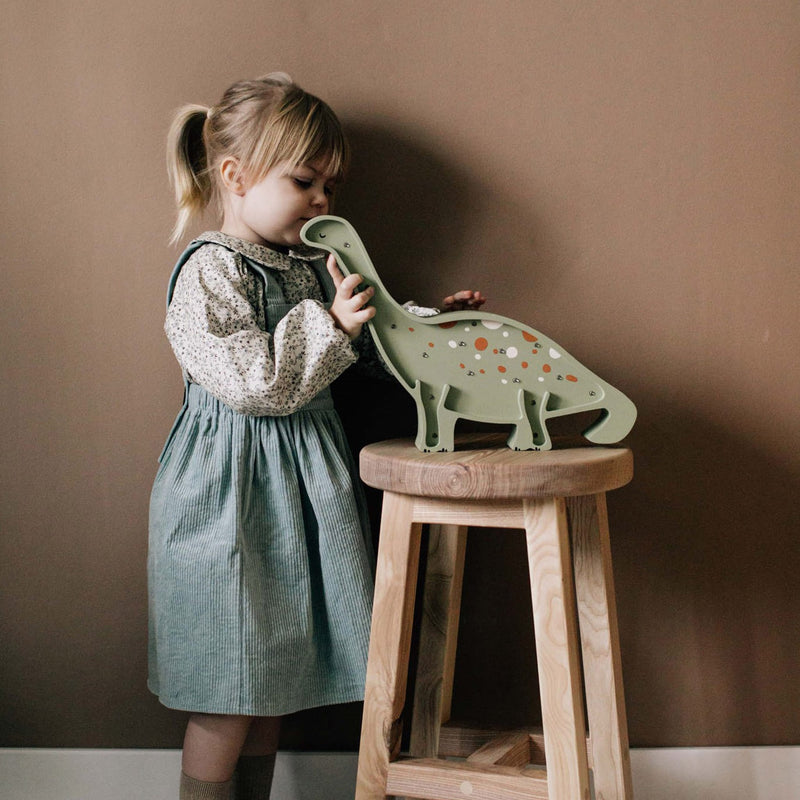 Handgemachte Kinderlampe aus Holz “Dino”