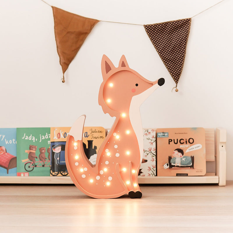 Handgemachte Kinderlampe aus Holz “Fox”
