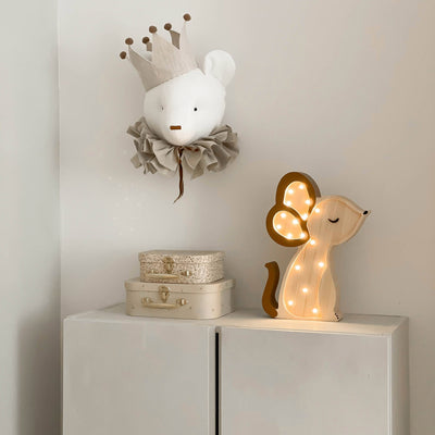 Handgemachte Kinderlampe aus Holz “Mouse - visible wood”
