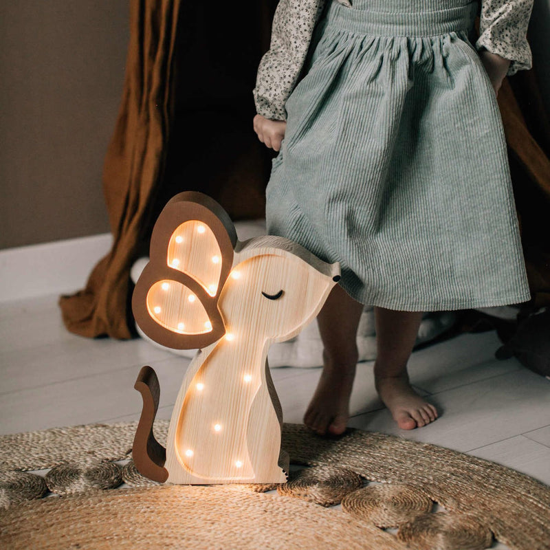 Handgemachte Kinderlampe aus Holz “Mouse - visible wood”